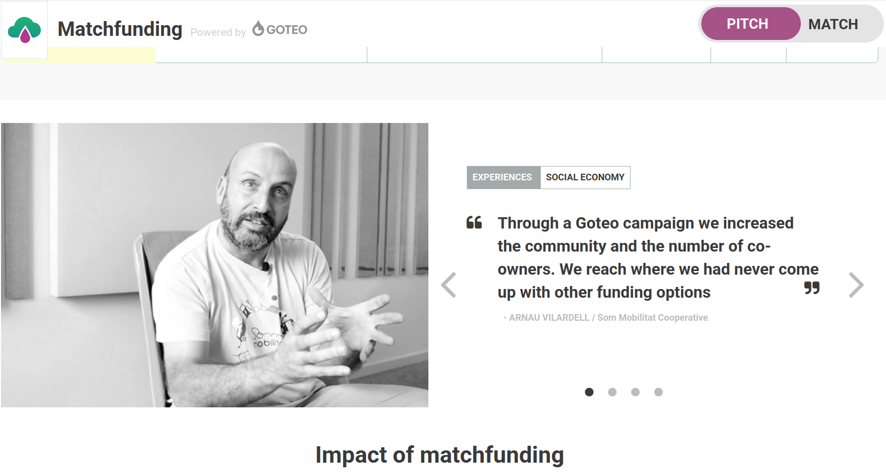 Image showing a man from Som Mobilitat giving a testimonial about their match funding experience at Goteo
