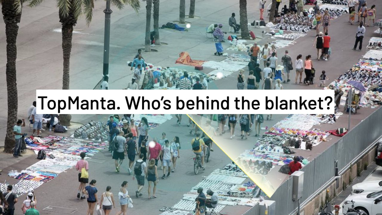 image showing people with their wares exposed at blankets in the street with a question printed over it: 'who's  behind the blanket?