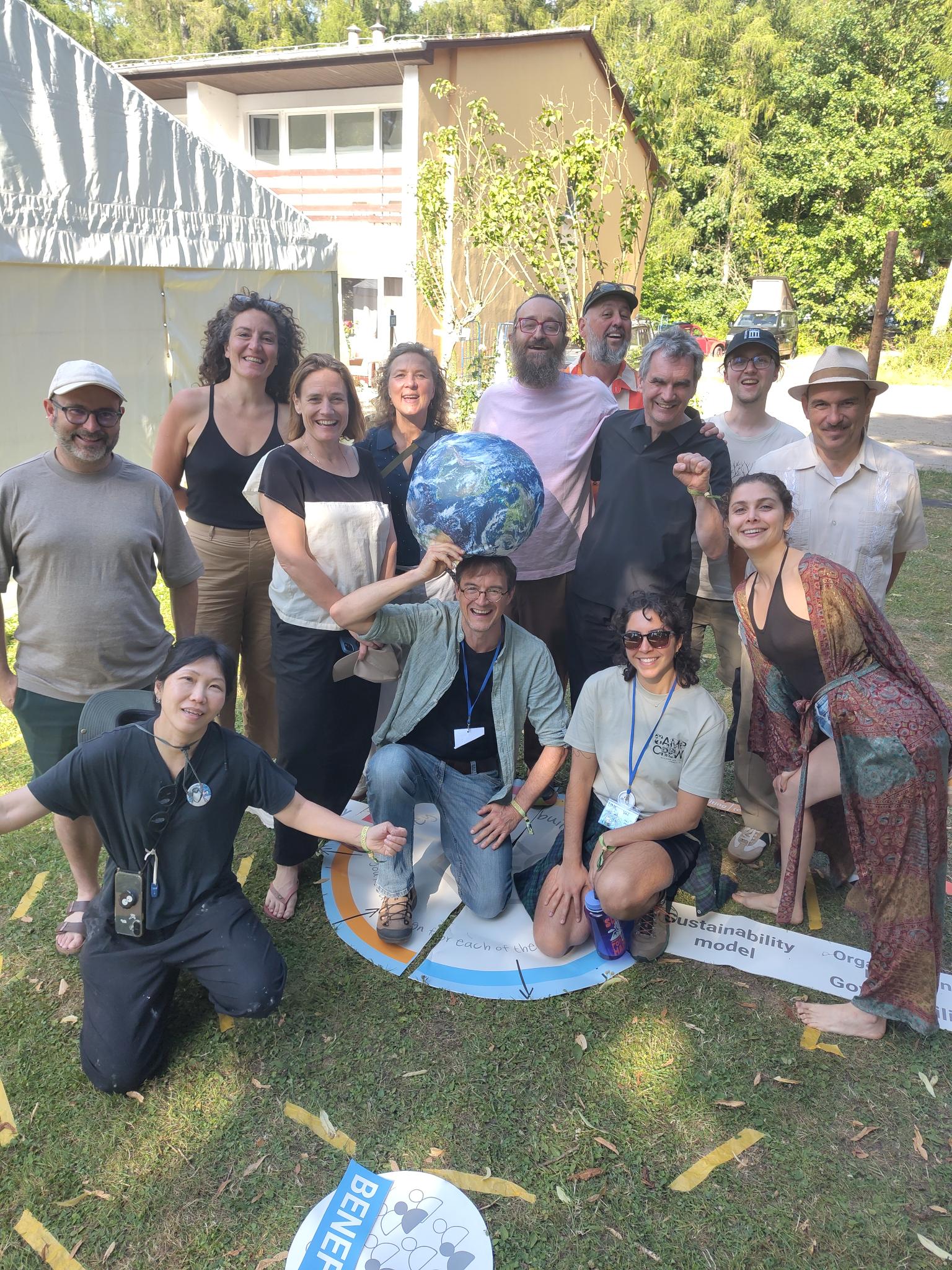 group photo with elements of the baseball inspired roleplay game in the grass